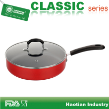 Red Aluminum Non Stick Fry Pan With Glass Lid