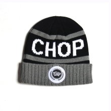 knitted custom acrylic beanie with logo embroidery