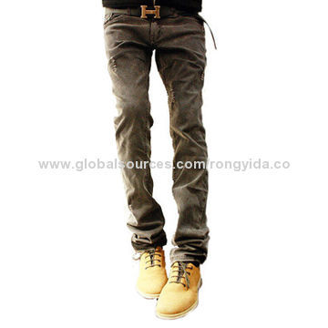 Fashionable Denim Pants for Men with Two Pockets on Side, OEM and ODM Orders Accepted