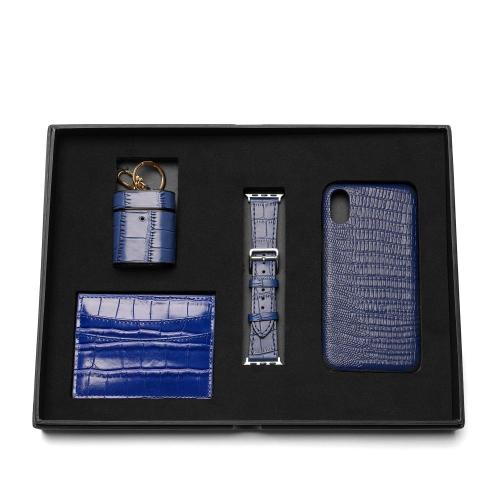 Blue Alligator Leather Slim Credit Card Holder