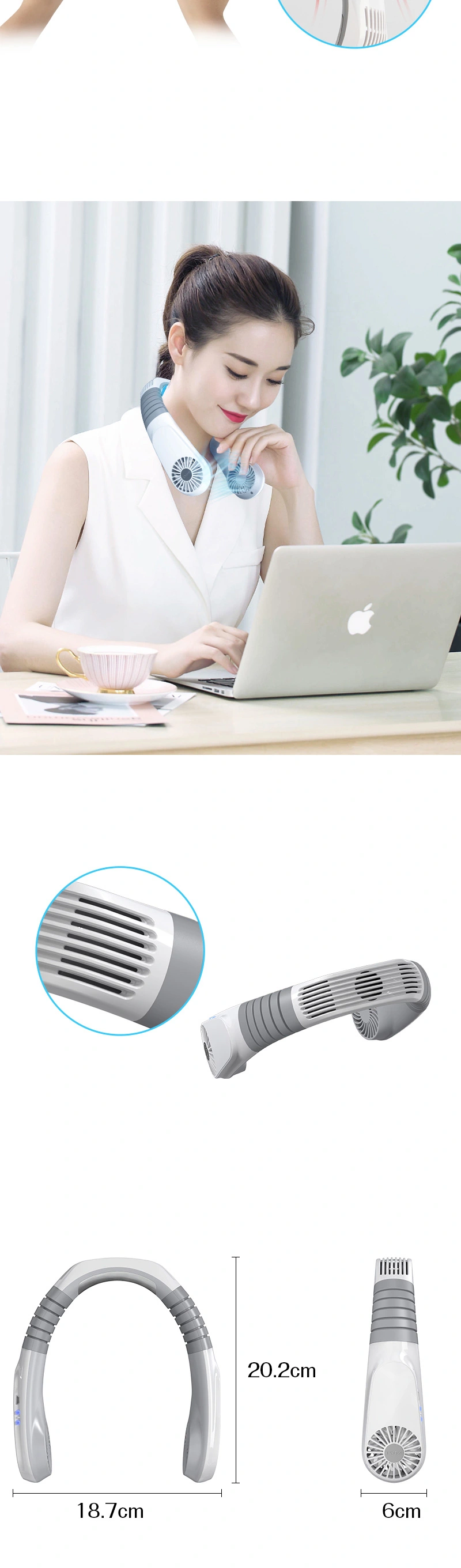 Cooling Fashion Sport Leisure Neck Hung Fan 1800mAh