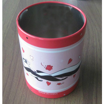 Round tin pen holder