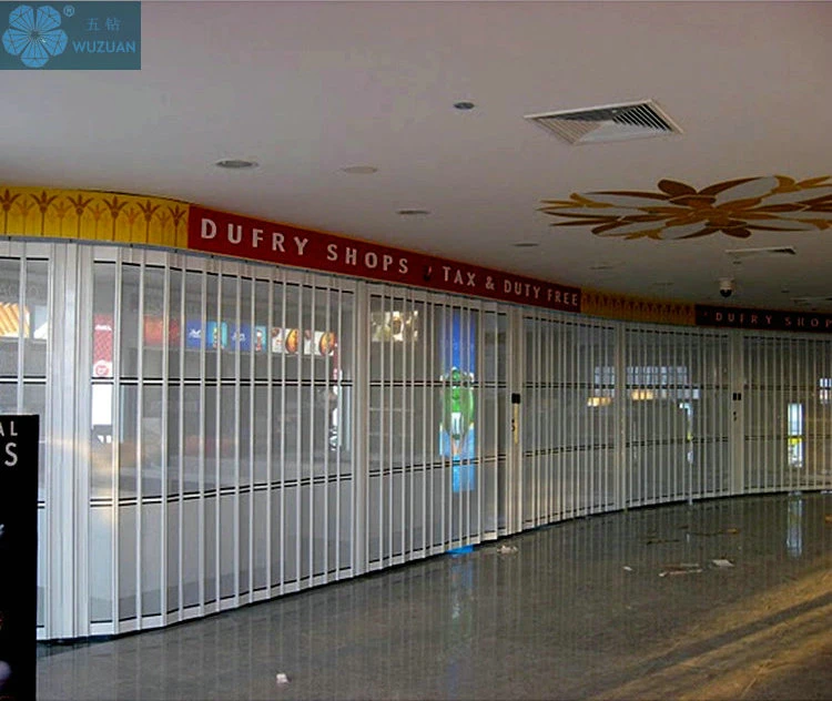 Factory Cheap Price Clear Plastic Accordion Sliding Doors Commercial Transparent Polycarbonate Slat Aluminium Frame Security Folding Door