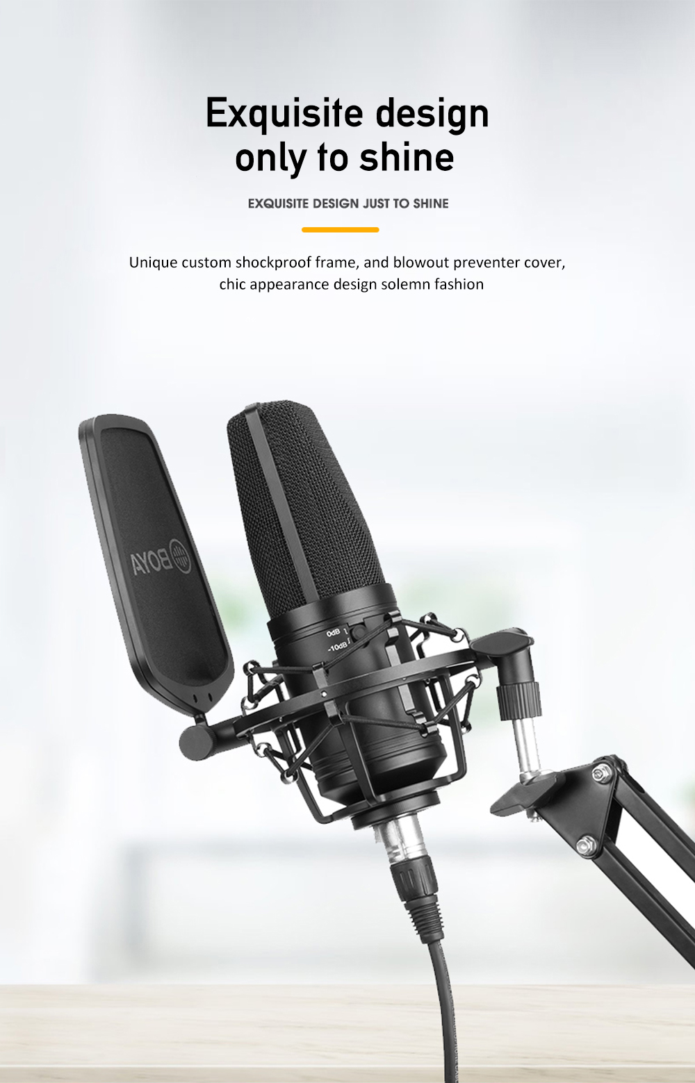 BOYA BY-M1000 Large Diaphragm Condenser Capsule Microphone for Singer Podcasting Artist Studio Mic