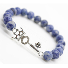 Sodalite Gemstone Bracelet with alloy key Piece