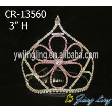 Coronas de flores rosa Rhinestone 3 pulgadas