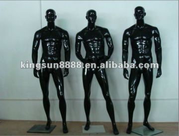 glossy black full-body fiberglass strong man mannequin