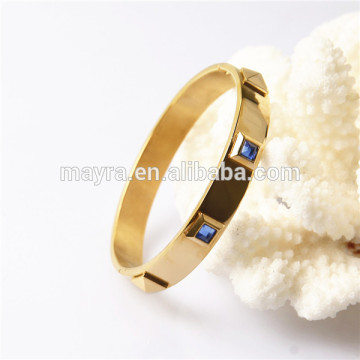 latest fashion plated white gold crystal bangle