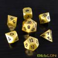 Bescon Heavy Duty Deluxe Set de dados de metal macizo Golden Golden, Golden Metallic Polyhedral D &amp; D Set de dados Juego de dados 7pcs