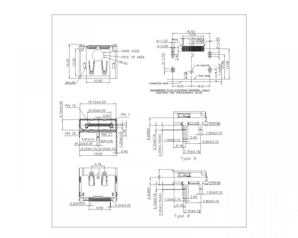 Dp Fxx04 X Display Port 20p Smt Plain Top With Plastac Basic Leg 2 0mm Jpg