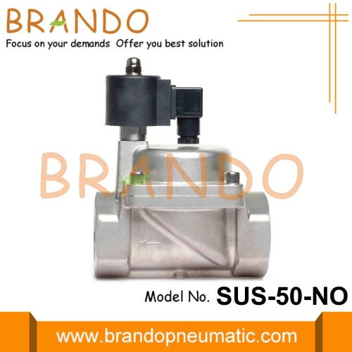 Válvula solenoide de acero inoxidable normalmente abierta de 2 &#39;&#39; 24 VCC