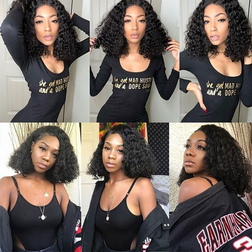 Wholesale Curly Wave Short Bob Wigs Human Hair Transparent Lace Closure Wig Raw Virgin Remy Hair Lace Wigs For Black Women