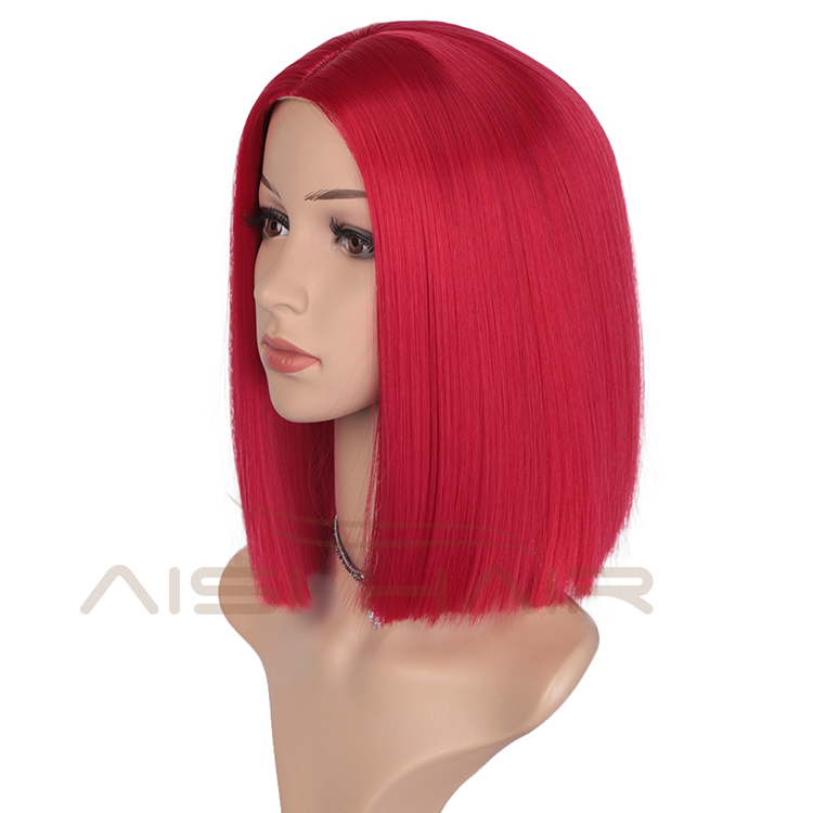 Aisi Hair Short Red Heat Resistant  Synthetic Fiber Hair Wigs For White Black Women Cosplay Wigs Straight  Bob Hairstyle Wigs