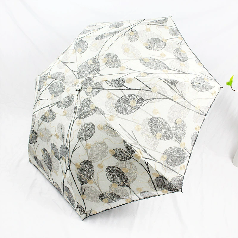 Top Quality Light Weight Cute 5 Fold Umbrella with Lace