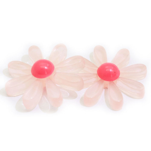 Transparant Roze Major Mini Leuke Bloemvormige Hars Cabochon Voor Meisjes Kledingstuk Haaraccessoires Kralen Charms