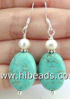 fashion turquoise earring with solid silver hook TQE0008