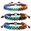 Piedras naturales Gemstones Bangles Universo Galaxy Black Lava Stone Bracelet Crystal Stone 7 Chakra Energía Pulsera tejida hecha a mano