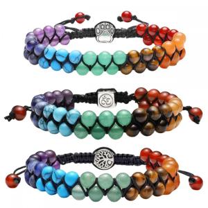 Pierres de pierres naturelles Bangles Universe Galaxie Black Lava Stone Bracelet Crystal Stone 7 Chakra Energy Bracelet tissé à la main