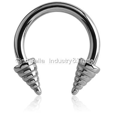 Surgical Steel Micro-Circular Barbell with Ribbed-Cones