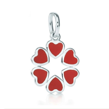 Flower red heart fashion silver pendant