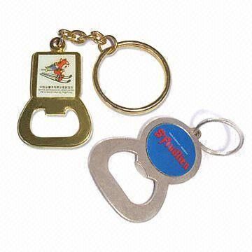 Souvenir Gifts Metal Bottle Opener Keyrings, Zinc Alloy With Gold And Nickel Finish