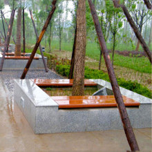 Factory Price Plastic Wood Round Tree Bench with Stone Legs
