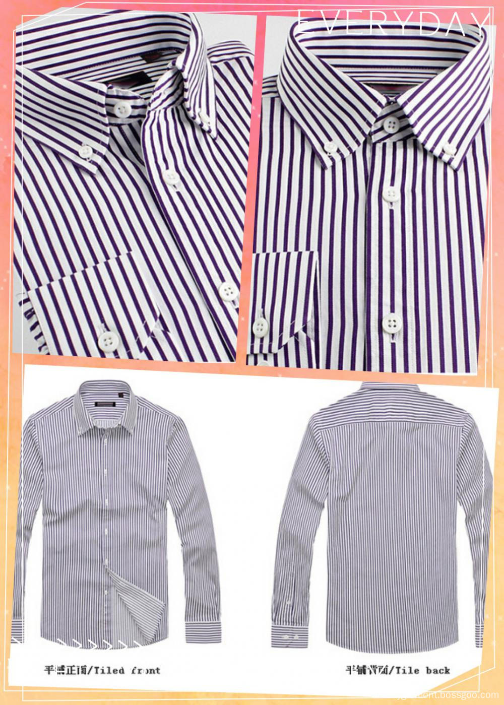 Men's CVC poplin stripe pattern button down shirt