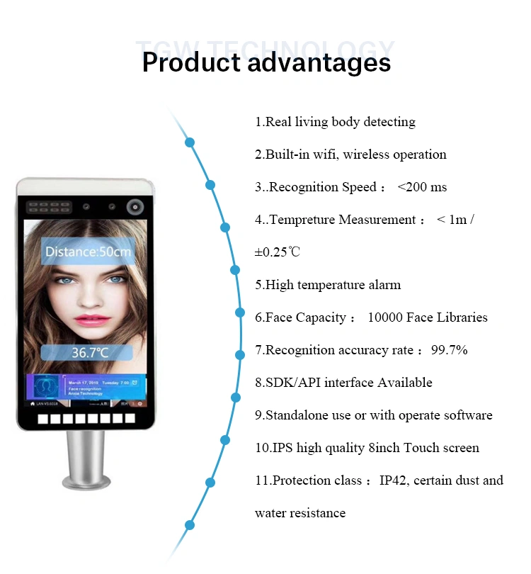 High Quality Tablet Face Recognition Android Face Recognition with Body Temperature