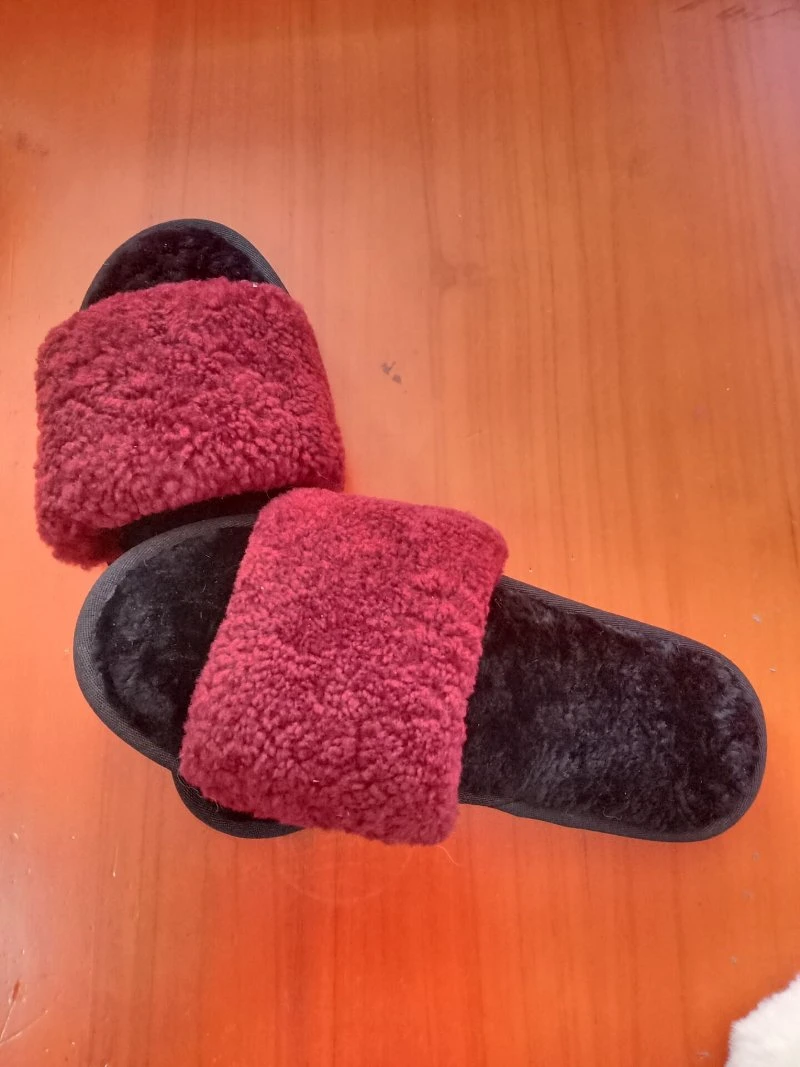 Warm Real Sheepskin Slipper Shoes Women