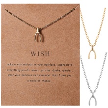 Elegant Gold and Silver Plated Wishbone Necklace: A Make a Wish Card for Women