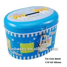 oval coin can fashionable save money tin box