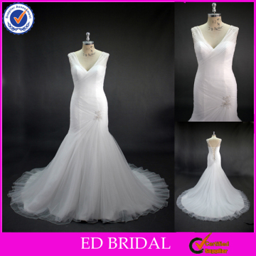 LN25 2016 Designer Collection Simple But Elegant Pleated Bodice Real Sample Cheap Price Mermaid Alibaba Wedding Dress