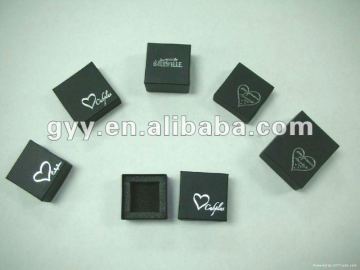 Square Luxury black gift paper box with silver logo printed for earring packaging