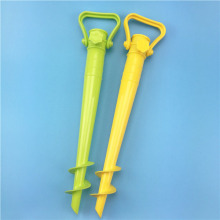 Yellow color plastics sand anchor, green beach umbrella anchors