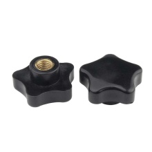 Six-Star Shaped Plastic Knob with Hand Screw, Star-Shape Handle and Rubber Base