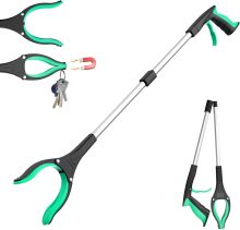 Long Reach Foldable Trash Grabber with Rotating Jaw and Magnet