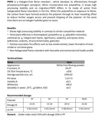 Proflame PNPO Halogen free flame retardant for PP