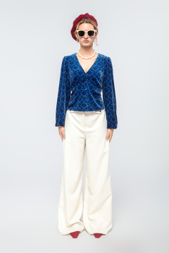 Fashionable Women's Velvet Printed Long-Sleeve Tee