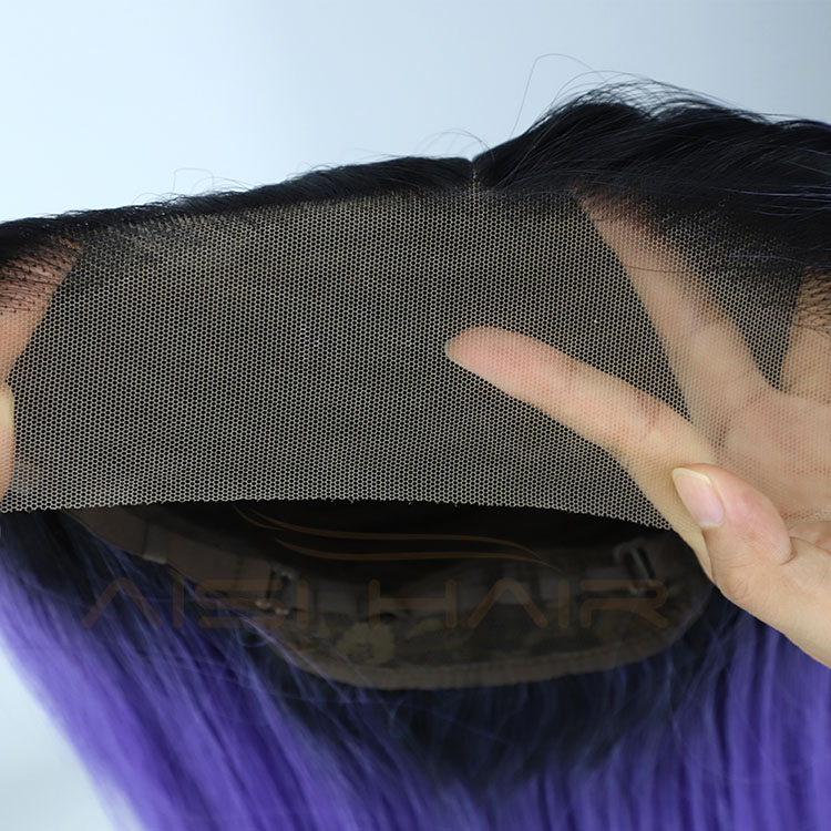 Aisi Hair New Design Top Quality Party Long Body Wave Ombre Purple Lace Frontal Synthetic Hair For Black Women Lace Front Wig