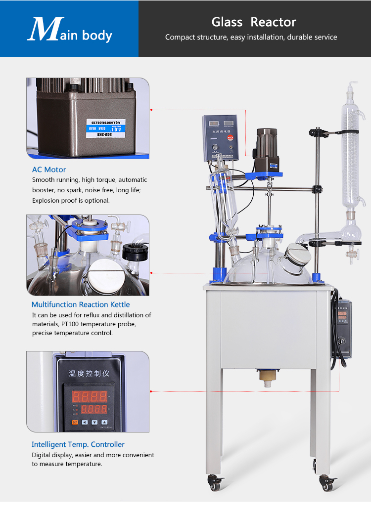 Glass Reactor for Reflux and Distillation Condenser