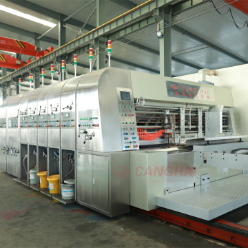 corrugated box printing folding gluing inline machine