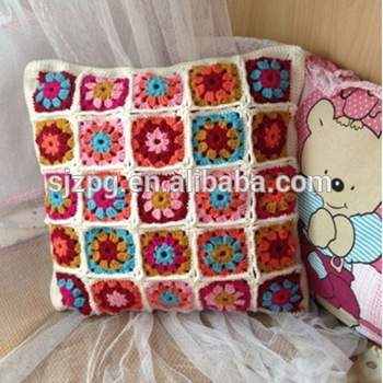 Crochet Flower Cushion Cover