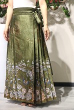 long green pleated skirt