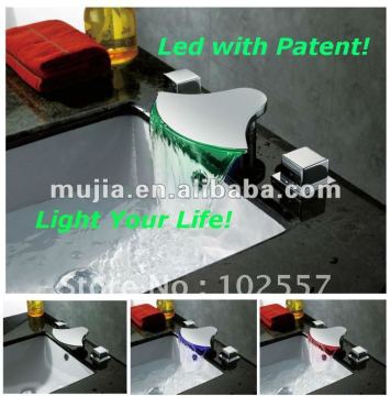 LPT05 LED Lighted Color Changing Brass Hot And Cold Bathtub taps