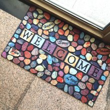 Recycled Materials Outdoor Doormats: Rubber Crumb, Nylon, Polyester Fiber, River Stone Design