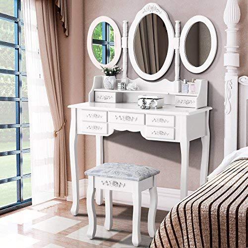 Cheap 7 Drawers Mirrored Dressing Table