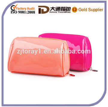 Fashion wholesale glossy leather cosmetic bag