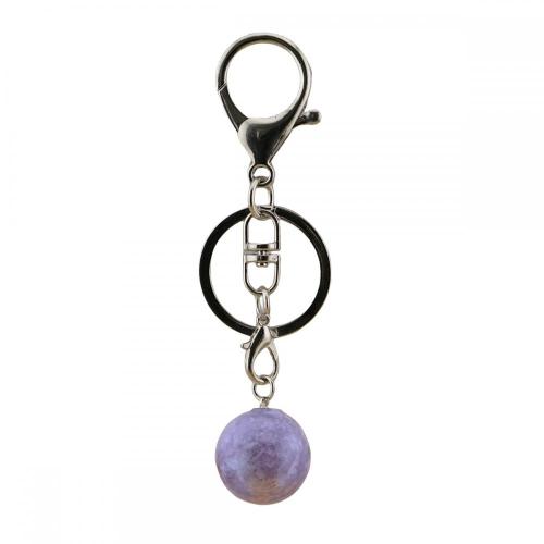 Gemstone 20mm Round Beads Key Chains Natural Crystal Turquoise Amethyst Balls Key Ring Charm Pendant Keychains Anniversary Gift