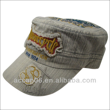 Fashion check women's denim military hat