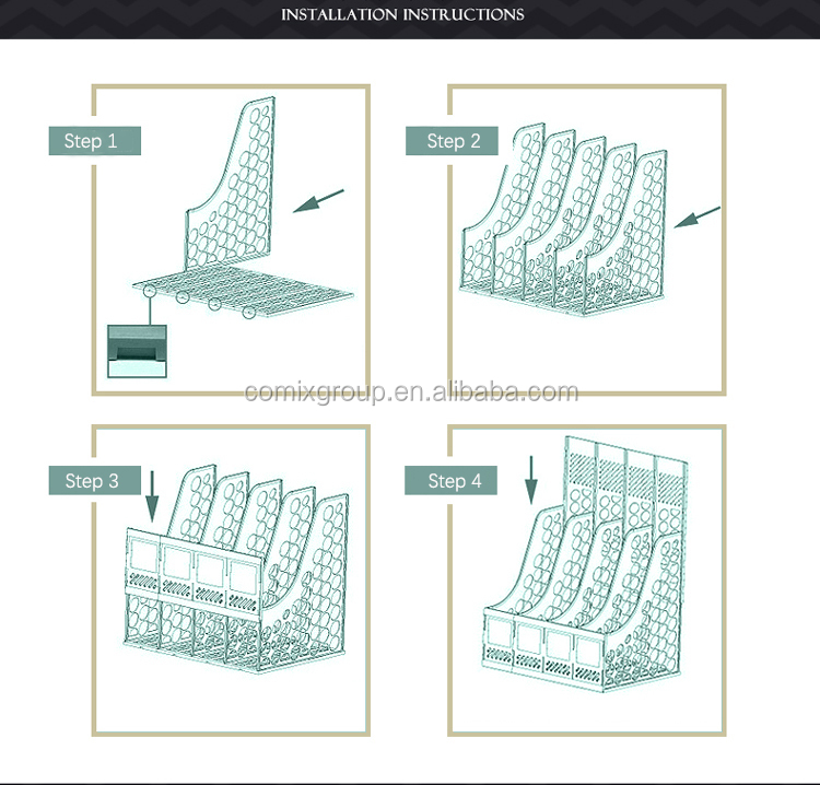 Comix Multifunctional Magazine File Holder 4 Lattices Desk Organizer Standard Organizer Box